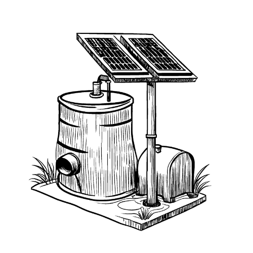 Solar-powered water pump for efficient rain barrel irrigation