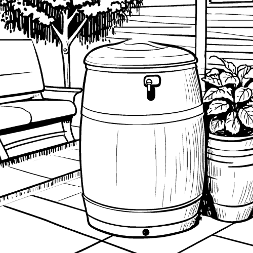 tylish rain barrel with tap and overflow system for rainwater storage