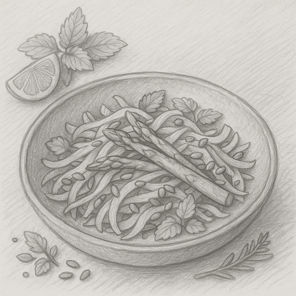 Fresh lemon balm leaves and raw asparagus salad – a plant-based combination for calm digestion and gut healing