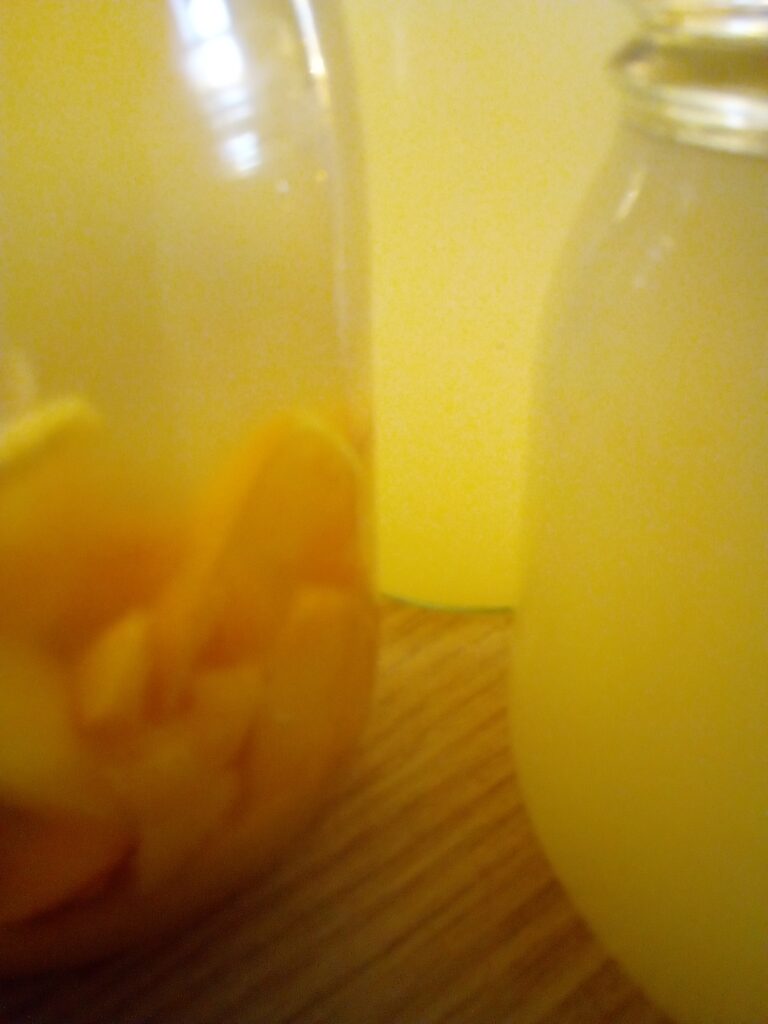 Close-up of bubbles and aroma check during vinegar fermentation