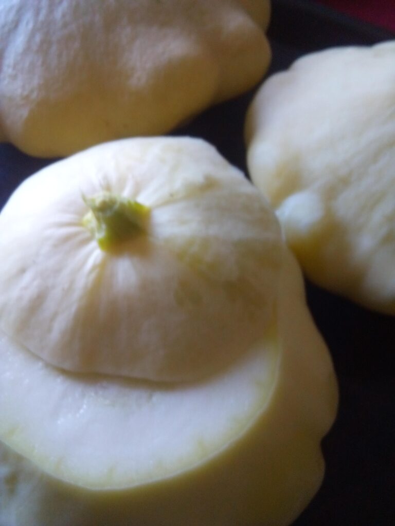 Squash stuffed with ground beef and mushrooms, baked in oven