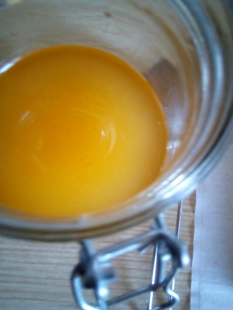 12.	Filtering goose fat without cheesecloth using a paper filter.