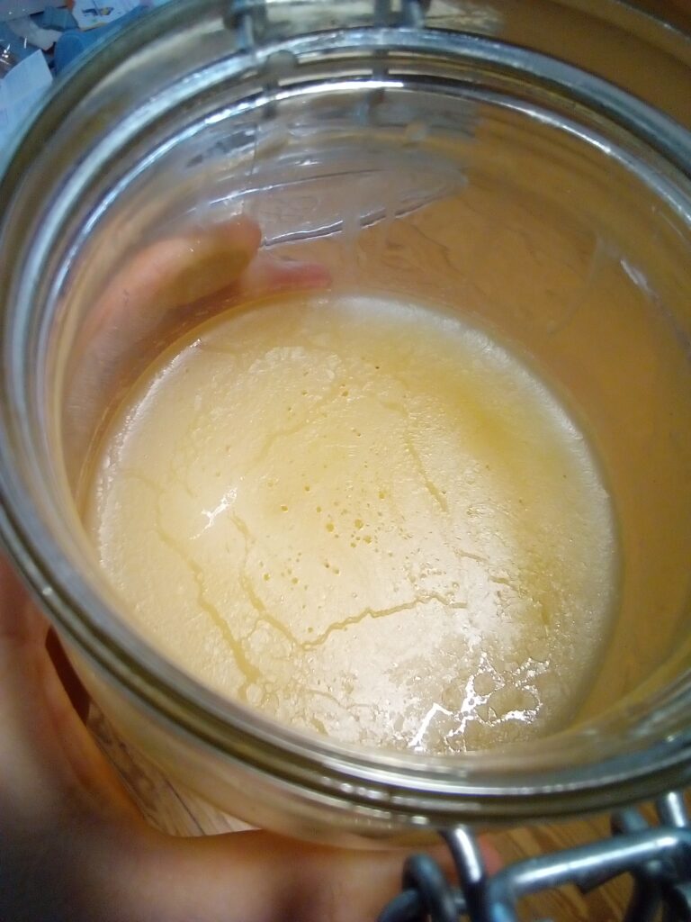 8.	Clear goose fat prepared for long-term storage after filtering.