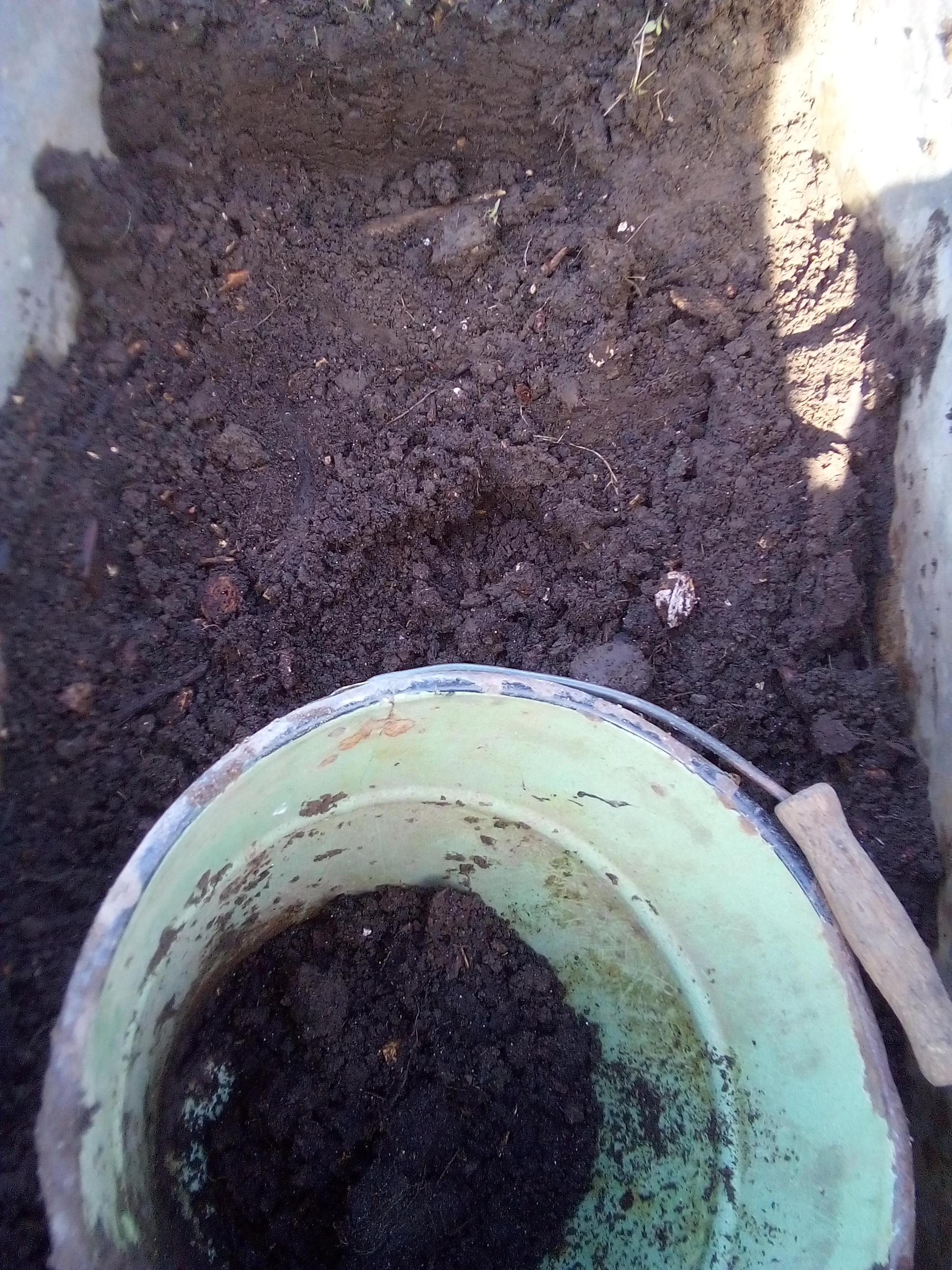 Ideal soil mix combining compost, organic matter and garden soil for productive raised bed vegetable gardens