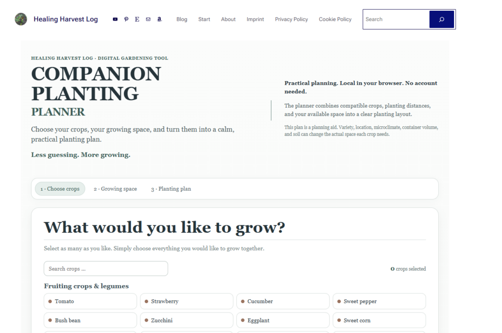 Free interactive companion planting planner for gardens, raised beds, and balcony gardens